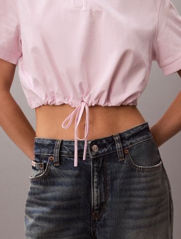 Calvin Klein - Áo Thun Nữ Cropped Tie Waist Logo T-shirt