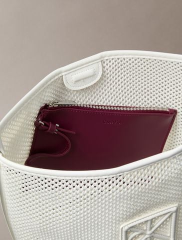 Calvin Klein - Túi Đeo Vai Nữ Mesh Emblem Logo Bucket Bag With Pouch