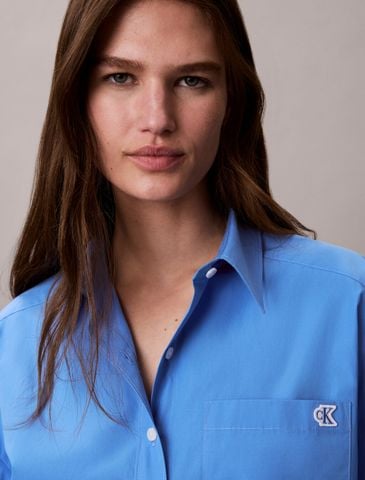 Calvin Klein - Áo Sơ Mi Nữ Cropped Cotton Poplin Shirt