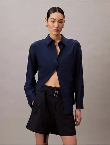 Calvin Klein - Quần ngắn nữ Wool Blend Herringbone Utility Shorts