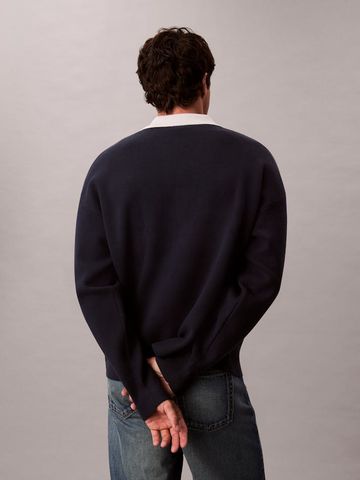 Calvin Klein - Áo len có cổ nam Cotton Relaxed Johnny Collar Jumper - 4