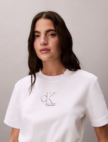 Calvin Klein - Áo Thun Tay Ngắn Nữ Cropped Tie Waist Logo T-shirt