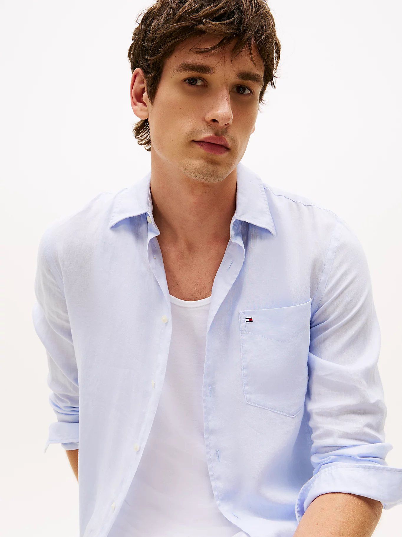 Tommy Hilfiger - Áo sơ mi tay dài nam Pure Linen Regular Fit Semi-Spread Collar Shirt