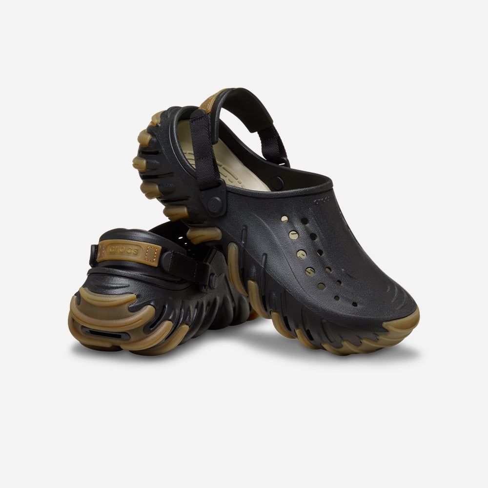 Crocs - Xăng đan nam nữ Echo Gum Ro Clog Black Lifestyle