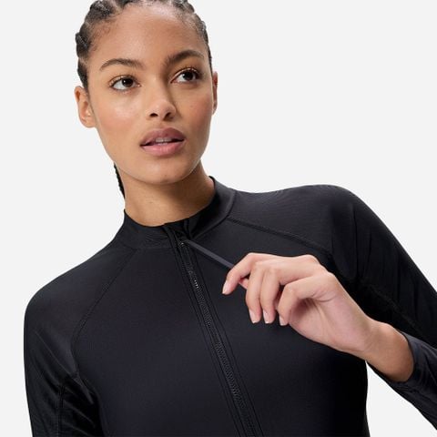Speedo - Áo Rashguard Nữ Long Sleeve Solid Zip Rash Guard - 4