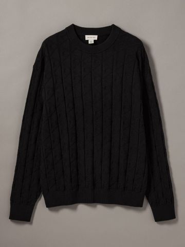 Calvin Klein - Áo len tay dài nam Allover Emblem Logo Ribbed Sweater - 4