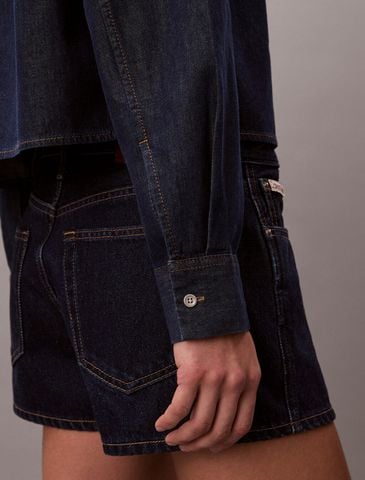Calvin Klein - Áo Sơ Mi Nữ Cropped Denim Dad Shirt