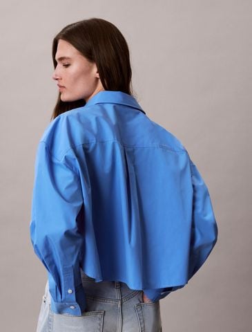 Calvin Klein - Áo Sơ Mi Nữ Cropped Cotton Poplin Shirt - 2