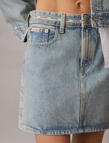 Calvin Klein - Váy Jean Nữ Denim Logo Tape Mini Skirt