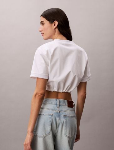 Calvin Klein - Áo Thun Tay Ngắn Nữ Cropped Tie Waist Logo T-shirt
