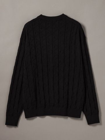 Calvin Klein - Áo len tay dài nam Allover Emblem Logo Ribbed Sweater - 3