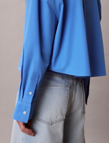 Calvin Klein - Áo Sơ Mi Nữ Cropped Cotton Poplin Shirt - 4