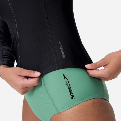 Speedo - Áo Rashguard Nữ Long Sleeve Solid Zip Rash Guard - 3