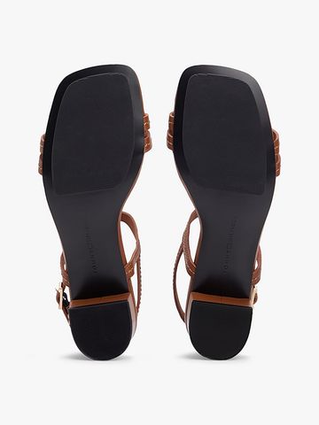 Tommy Hilfiger - Xăng Đan Nữ Leather Contrast Topstitch Block Heel Sandals