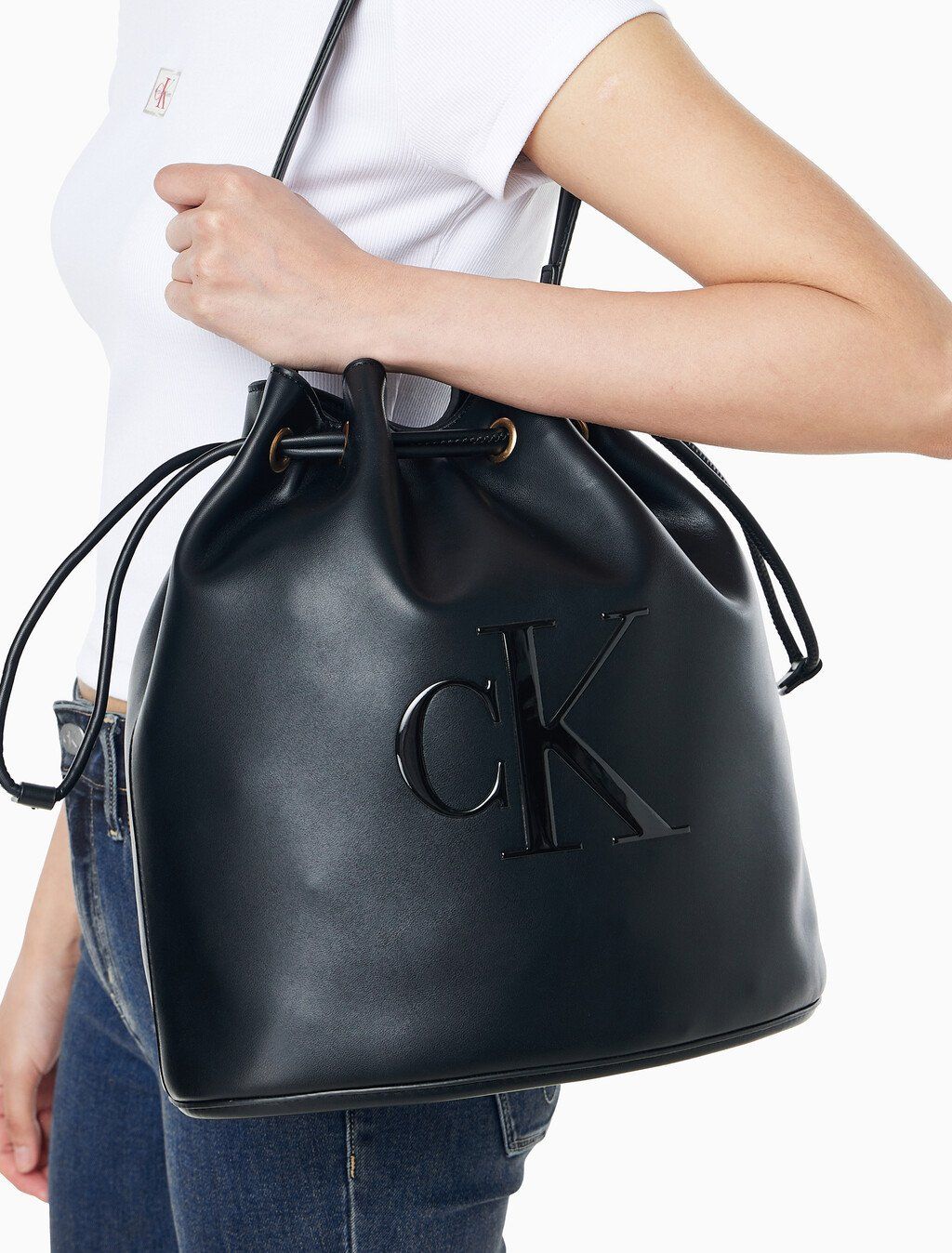 Calvin Klein - Túi xách nữ CK Embossed Monogram Bucket Bag