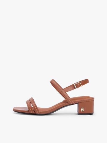 Tommy Hilfiger - Xăng Đan Nữ Leather Contrast Topstitch Block Heel Sandals