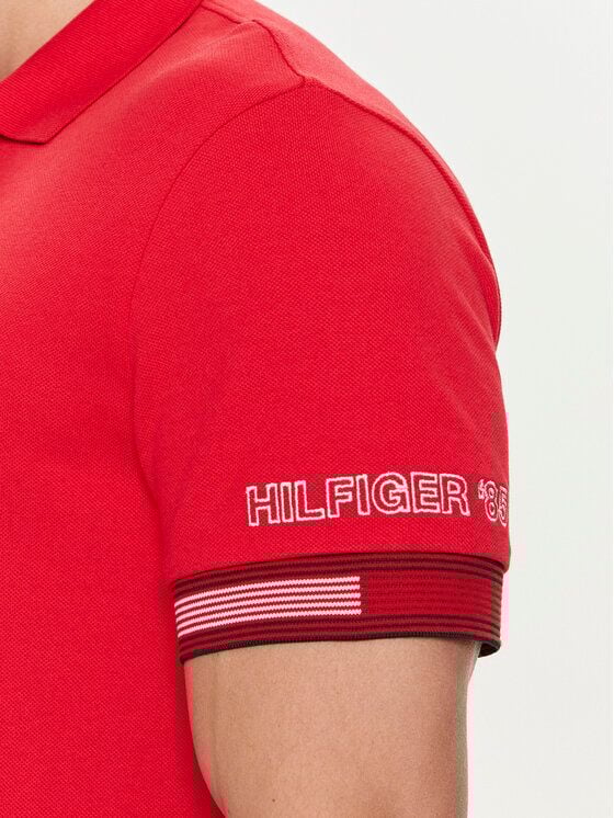 Tommy Hilfiger - Áo polo tay ngắn nam Men's Slim Fit Polo Shirt Red Flag Cuff