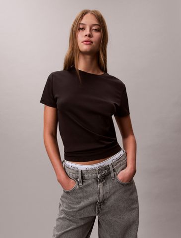 Calvin Klein - Áo thun thời trang nữ Nano Logo Supima Cotton Tee