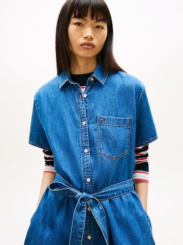 Tommy Hilfiger - Đầm Nữ Chambray Belted Mini Shirt Dress