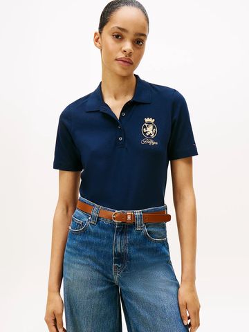 Tommy Hilfiger - Áo thun có cổ polo tay ngắn nữ Crest Embroidery Regular Fit Polo Shirt