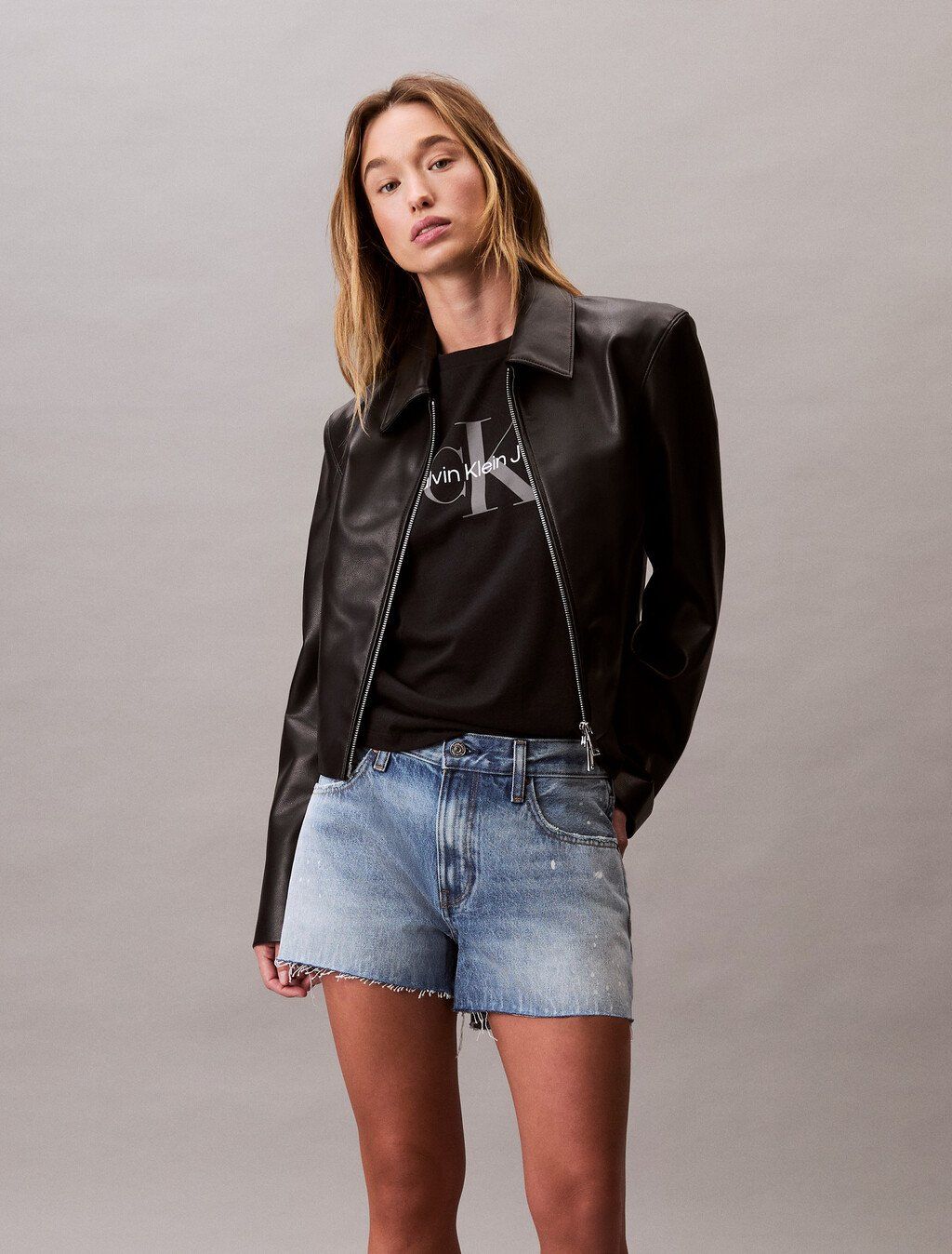 Calvin Klein - Quần jeans ngắn nữ Signature 90's Denim Shorts