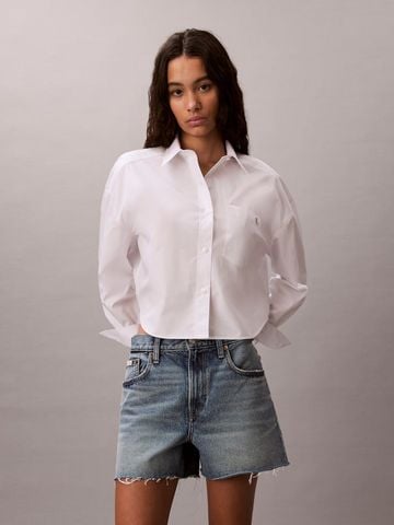 Calvin Klein - Áo Sơ Mi Nữ Cropped Cotton Poplin Shirt