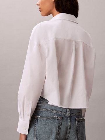 Calvin Klein - Áo Sơ Mi Nữ Cropped Cotton Poplin Shirt
