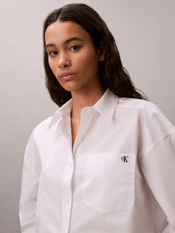 Calvin Klein - Áo Sơ Mi Nữ Cropped Cotton Poplin Shirt