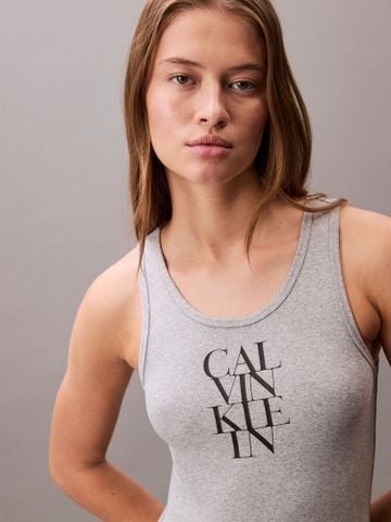 Calvin Klein - Đầm nữ Logo Graphic Ribbed Tank Dress - 4