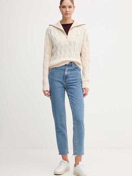 Tommy Hilfiger - Áo len tay dài nữ Half-Zip Cable Knit Soft Wool Jumper