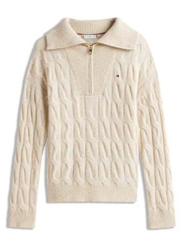 Tommy Hilfiger - Áo len tay dài nữ Half-Zip Cable Knit Soft Wool Jumper - 2