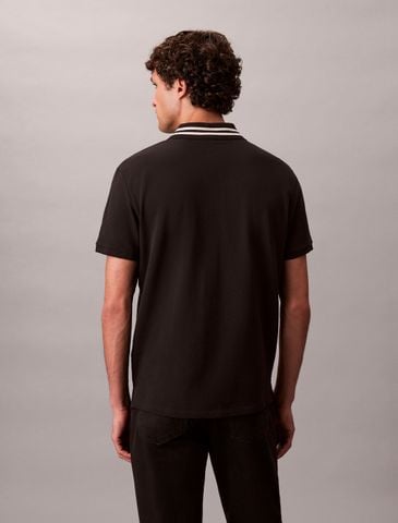 Calvin Klein - Áo polo tay ngắn nam Monogram Logo Pique Tipped Classic Polo Shirt