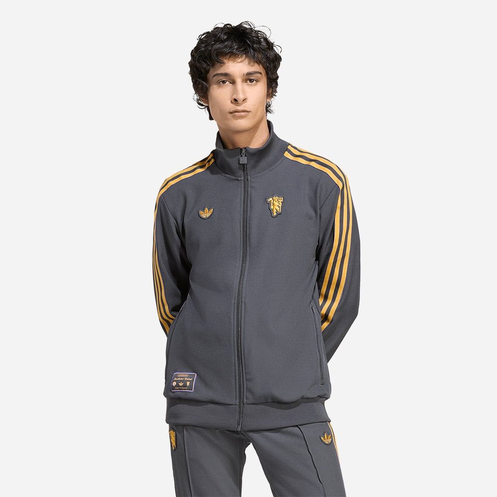 adidas - Áo khoác đá banh Nam Men's Adidas Manchester United Terrace Icons Track Jacket - Gray