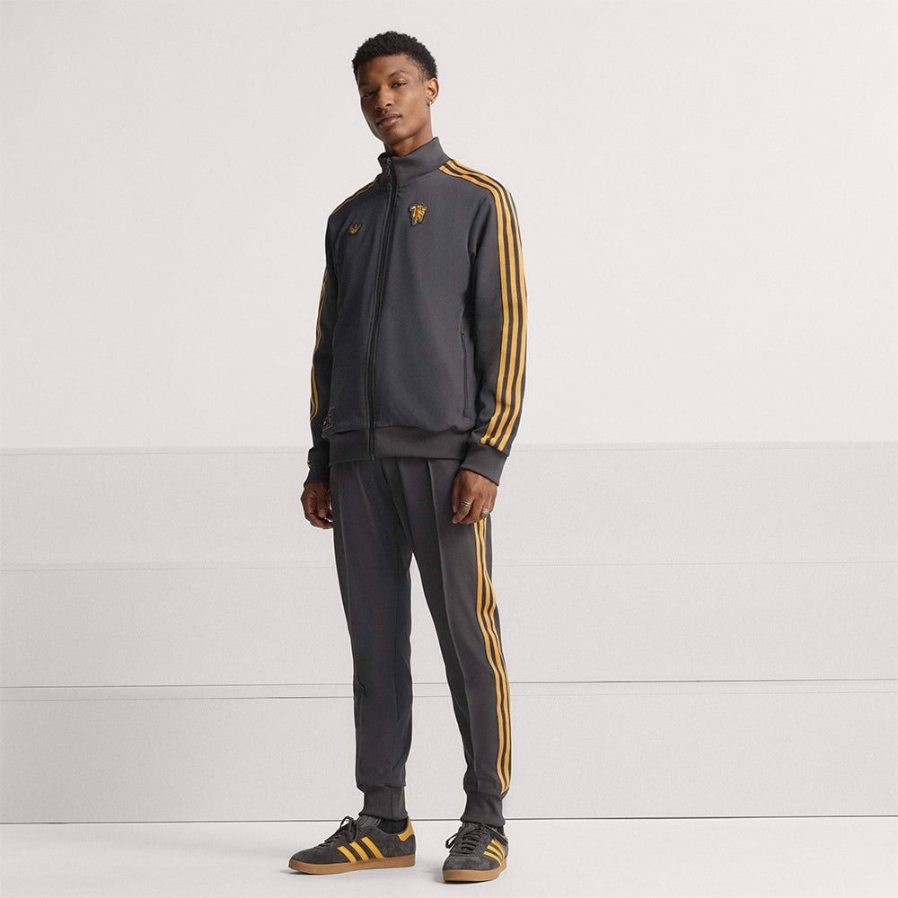 adidas - Áo khoác đá banh Nam Men's Adidas Manchester United Terrace Icons Track Jacket - Gray