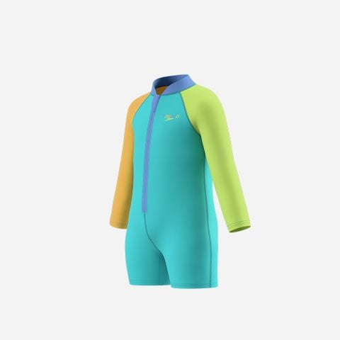 Speedo - Đồ Bơi Trẻ Em Infant Sunprotect Long Sleeve Colorblock Zip Swimsuit