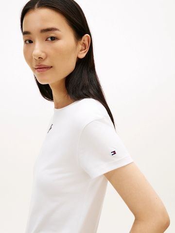 Tommy Hilfiger - Áo Thun Tay Ngắn Nữ Textured Logo Slim Jersey T-Shirt - 4