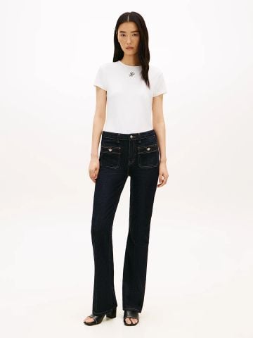 Tommy Hilfiger - Áo Thun Tay Ngắn Nữ Textured Logo Slim Jersey T-Shirt - 2