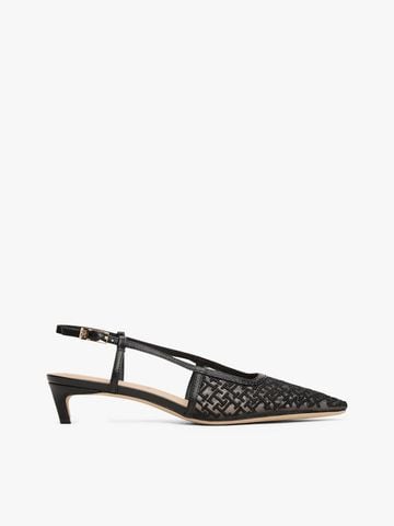 Tommy Hilfiger - Giày cao gót nữ TH Monogram Slingback Mesh Kitten Heels