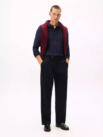 Tommy Hilfiger - Áo polo tay dài nam Long Sleeve Blouse Herringbone Regular Polo