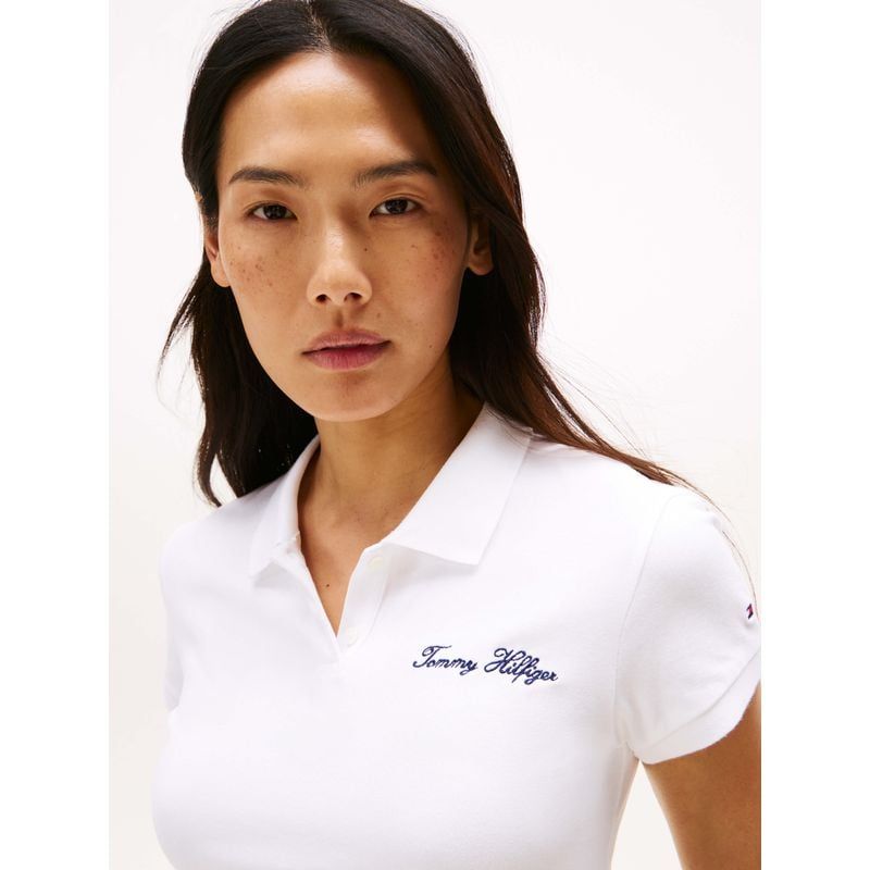 Tommy Hilfiger - Áo thun có cổ polo tay ngắn nữ Crisp Slim Stretch Cotton Polo