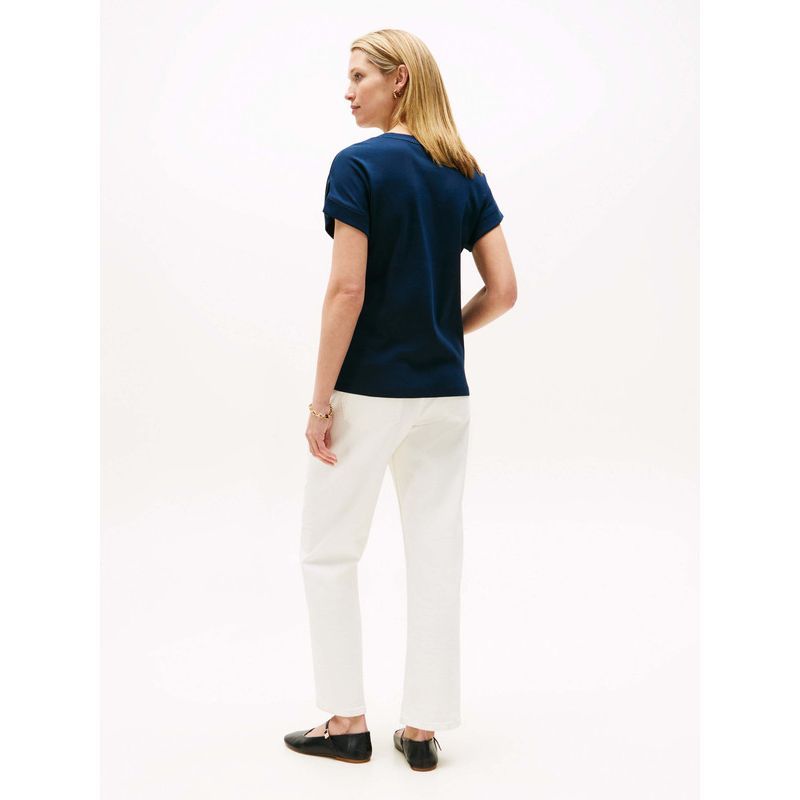 Tommy Hilfiger - Áo thun tay ngắn nữ Rib Slim Roll Tab T-Shirt