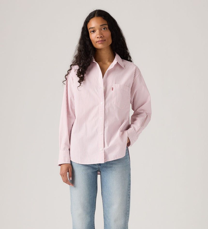 Levi's - Áo sơ mi tay dài nữ Levi's® Women's Harlie Boyfriend Shirt - Rachel Stripe Peachskin