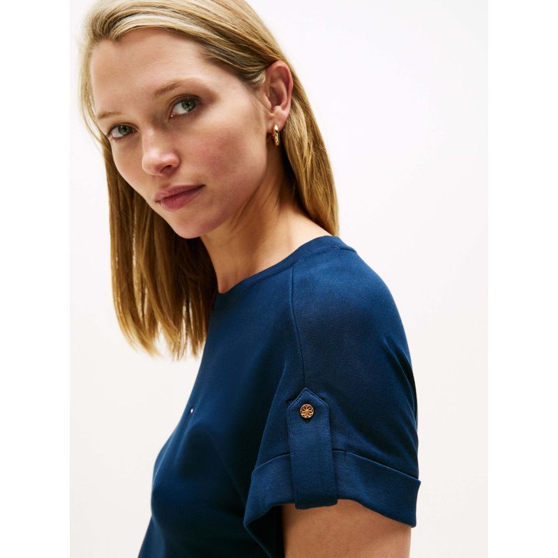 Tommy Hilfiger - Áo thun tay ngắn nữ Rib Slim Roll Tab T-Shirt