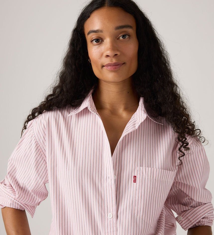 Levi's - Áo sơ mi tay dài nữ Levi's® Women's Harlie Boyfriend Shirt - Rachel Stripe Peachskin