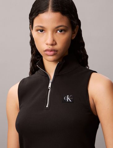 Calvin Klein - Áo ba lỗ dệt kim nữ Sleeveless Quarter Zip Top - 3