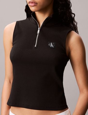 Calvin Klein - Áo ba lỗ dệt kim nữ Sleeveless Quarter Zip Top - 2