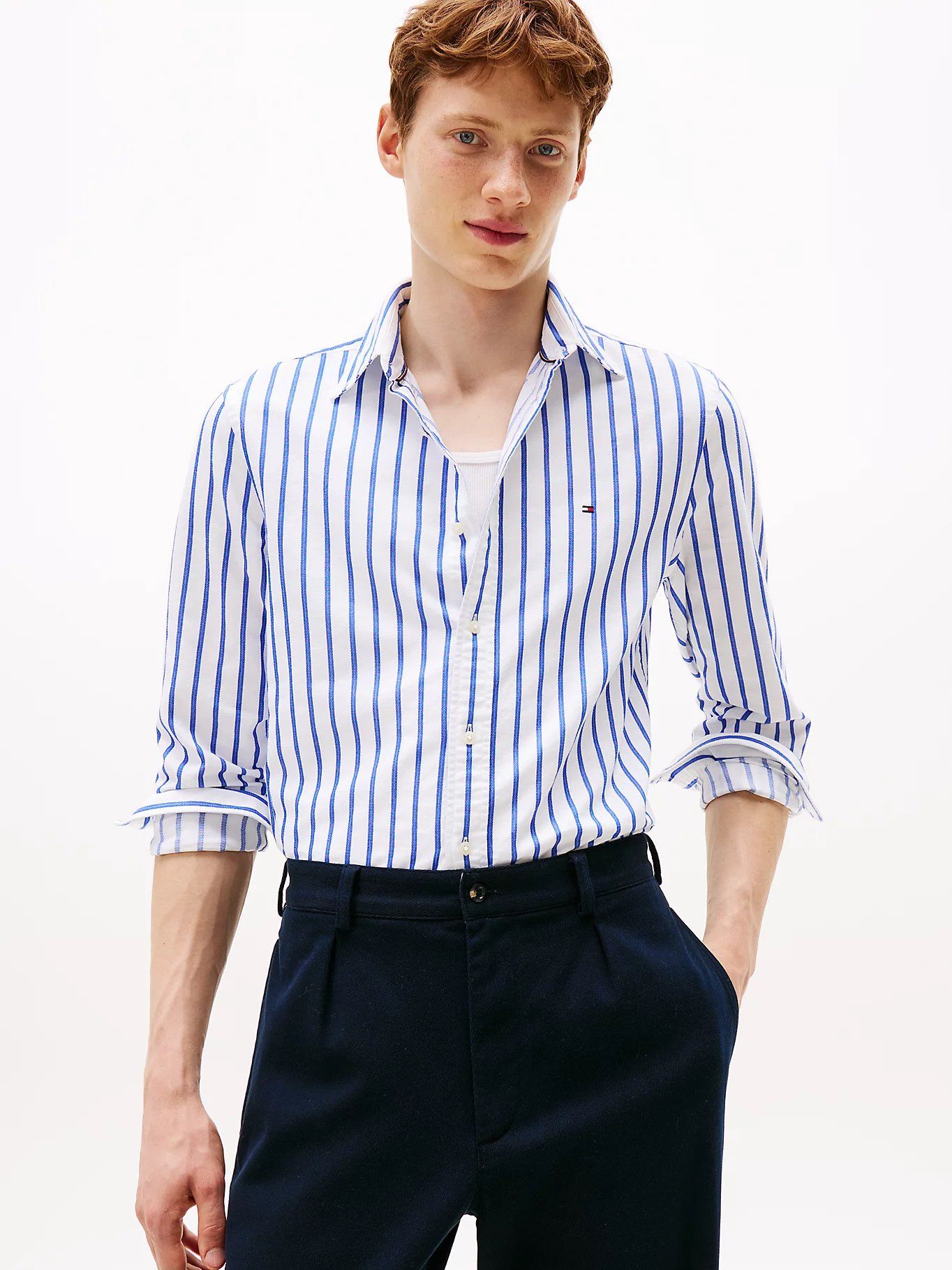 Tommy Hilfiger - Áo sơ mi tay dài nam Regular Fit Stripe Oxford Shirt