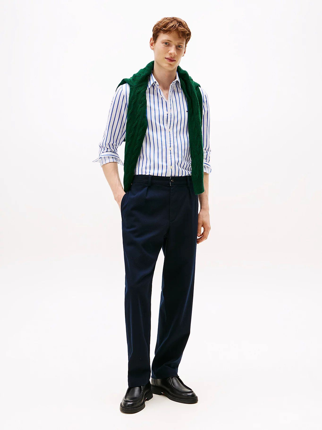 Tommy Hilfiger - Áo sơ mi tay dài nam Regular Fit Stripe Oxford Shirt