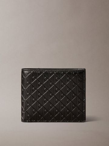 Calvin Klein - Ví nam Embossed Allover Monogram Bifold Wallet with Coin Pouch