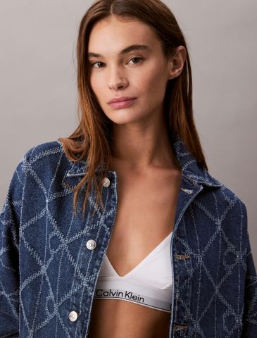 Calvin Klein - Áo khoác jeans nữ Allover Logo Denim Jacket